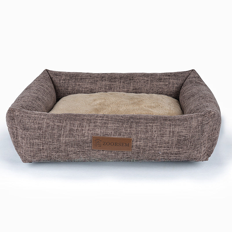 Winter Warm Linen Square Creative Pet Bed