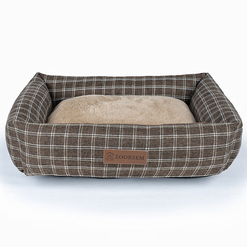 Winter Warm Linen Square Creative Pet Bed